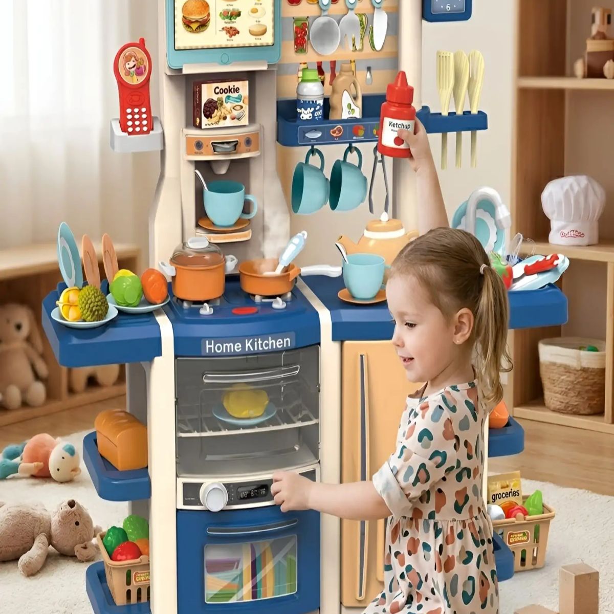 GENERICO - Cocina De Juguete Infantil Home Kitchen 66 Piezas Con Sonido Y Agua 100cm
