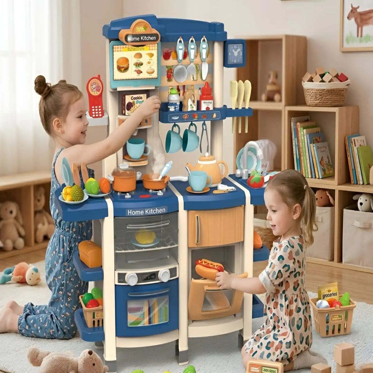 GENERICO - Cocina De Juguete Infantil Home Kitchen 66 Piezas Con Sonido Y Agua 100cm