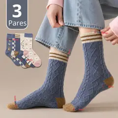 UTILISIMO - Pack 3 Pares Calcetines de Lana Confort Térmico Mujer Diseños Juveniles