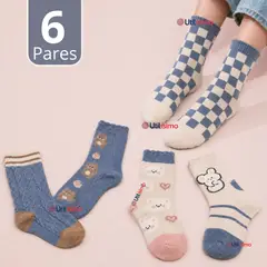 UTILISIMO - Pack 6 Pares Calcetines de Lana Confort Térmico Mujer Diseños Juveniles
