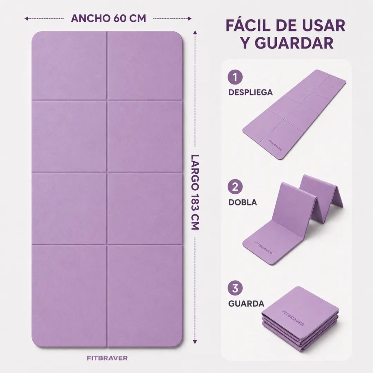GENERICO - Mat De Yoga Plegable Abdominales Antideslizante 183x60x0.5