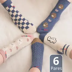 UTILISIMO - Pack 6 Pares Calcetines de Lana Confort Térmico Mujer Diseños Juveniles