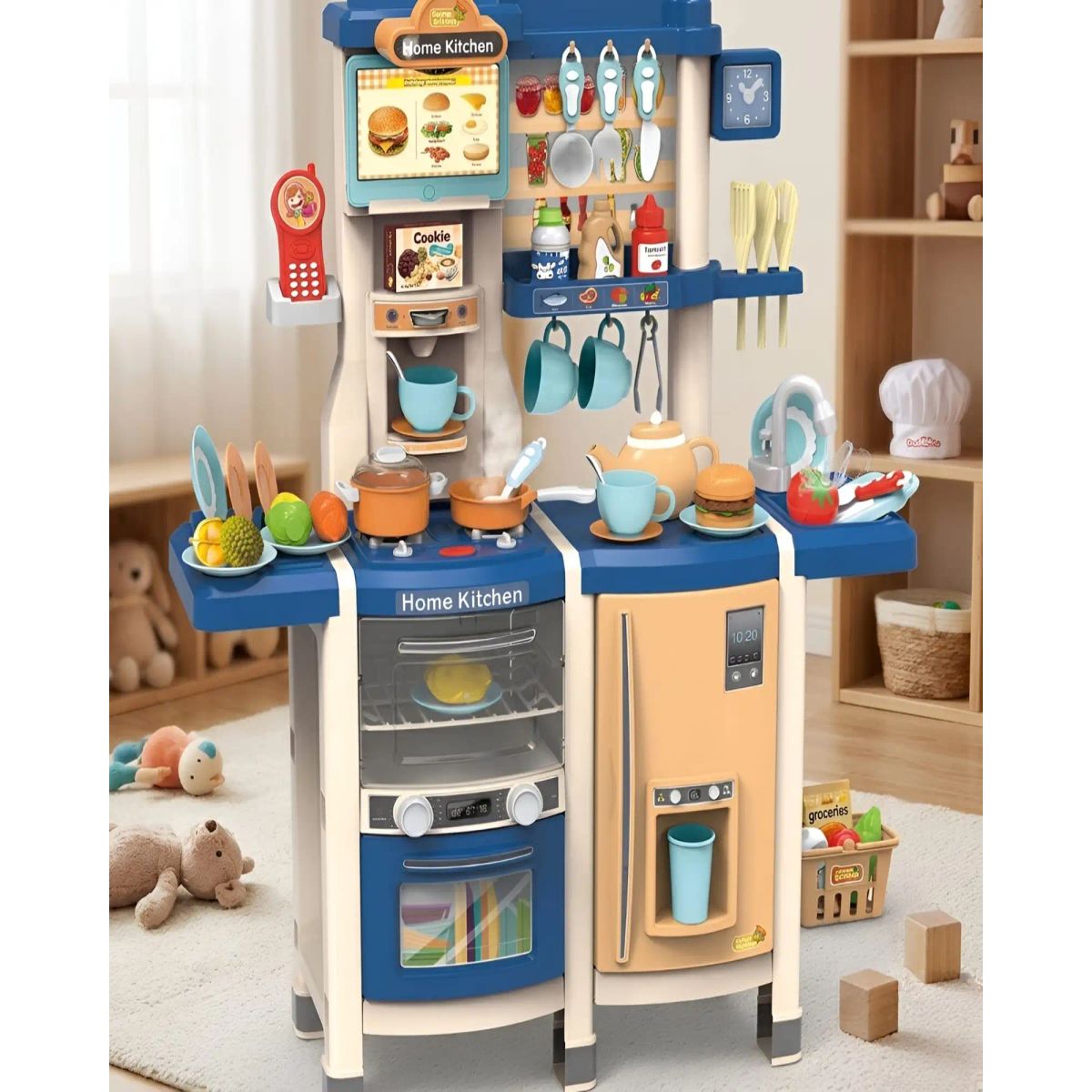 GENERICO - Cocina de Juguete Infantil 100cm con Sonido, Agua y 66 Accesorios