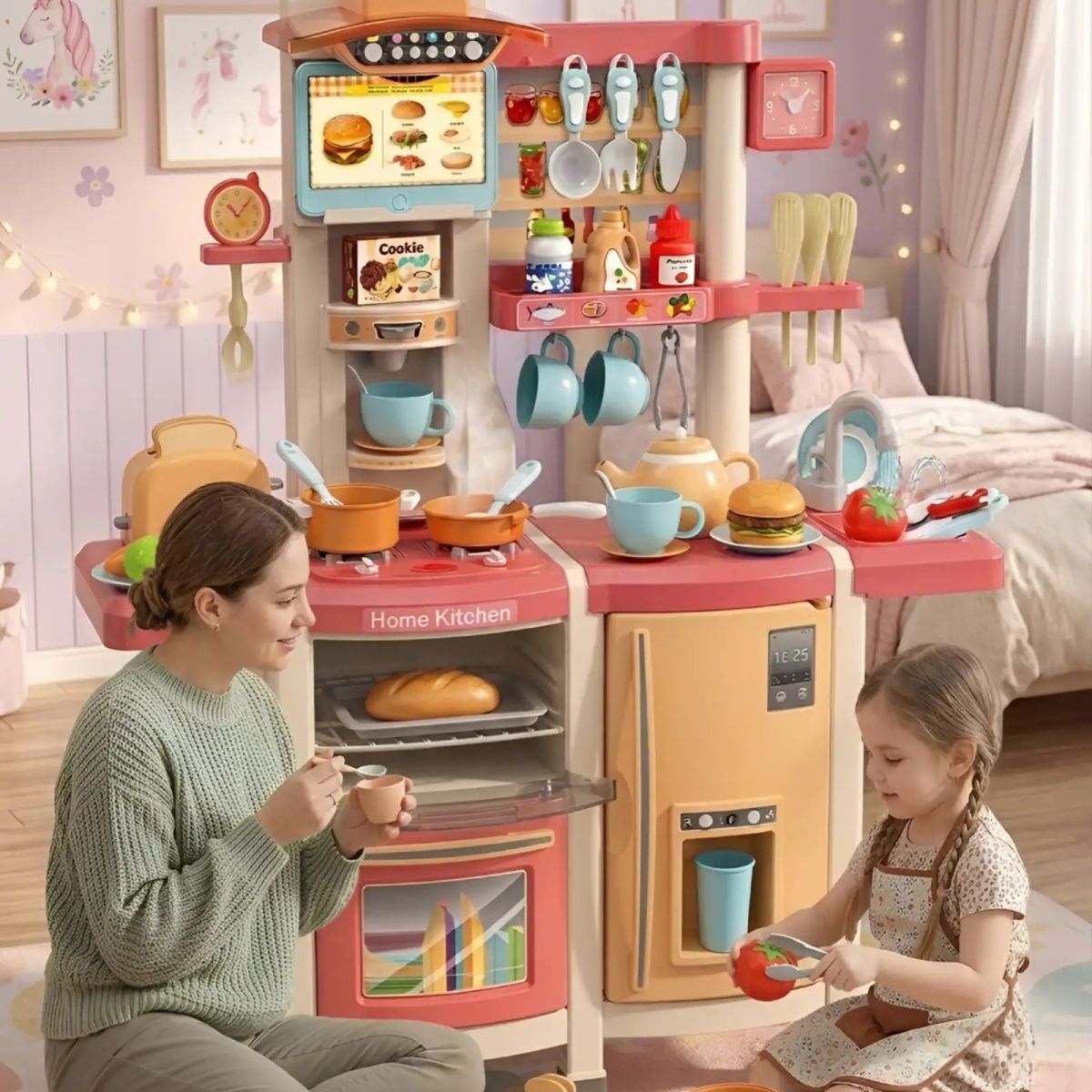 GENERICO - Cocina de Juguete Infantil 100cm con Sonido, Agua y 66 Accesorios