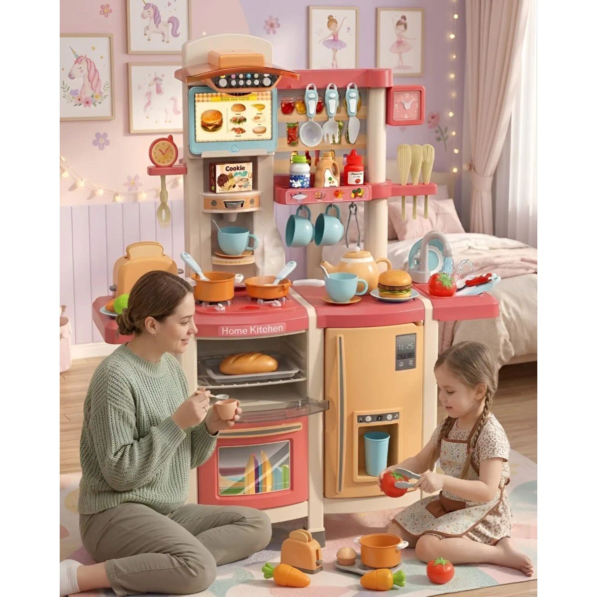 GENERICO - Cocina de Juguete Infantil 100cm con Sonido, Agua y 66 Accesorios