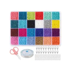 GENERICO - Kit de Mostacillas 24 Colores Pulseras Anillos Con Tijera Labg
