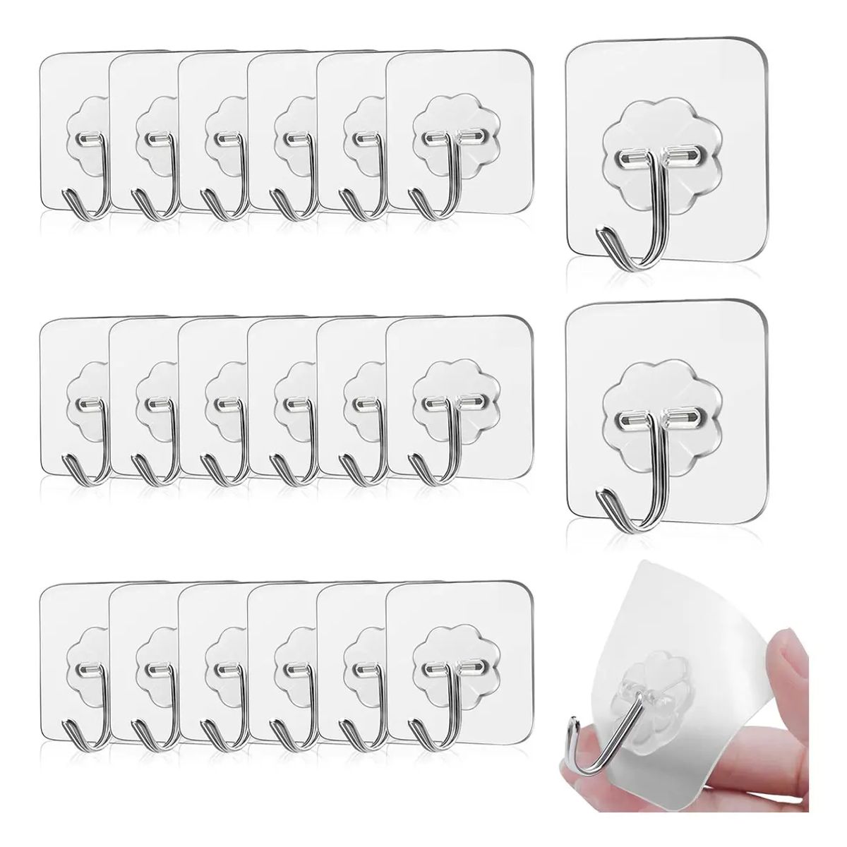 GENERICO - Set X20 Pcs Gancho De Pared Portatil Adhesivo Hasta 15 Kg Resistentes Para Colgar Alta Calidad