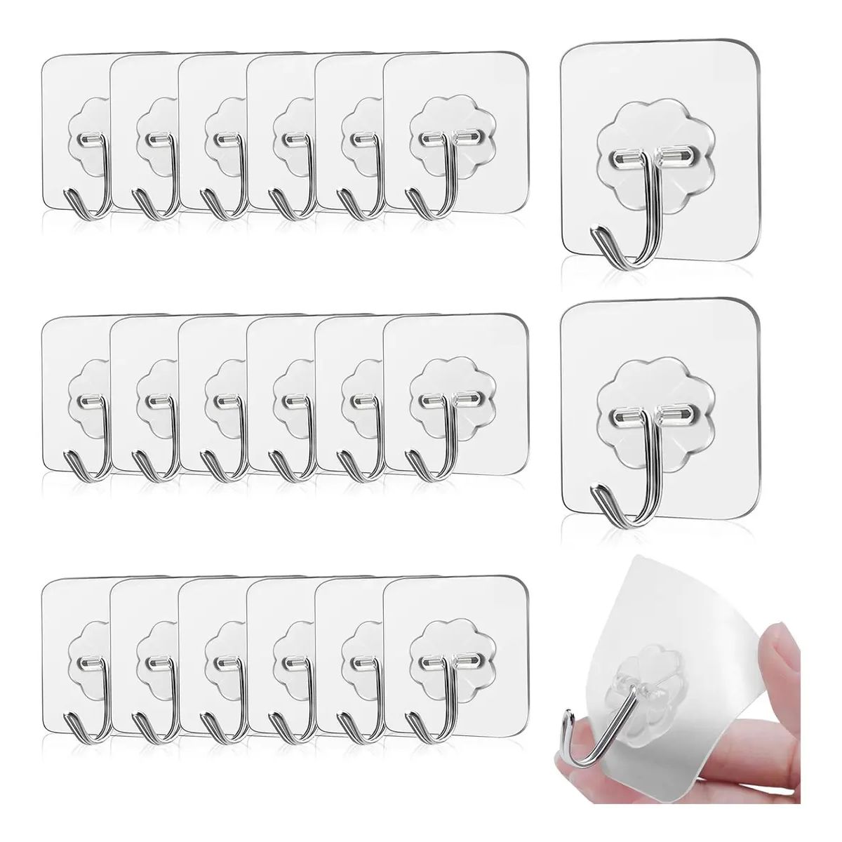 GENERICO - Set X20 Pcs Gancho De Pared Portatil Adhesivo Hasta 15 Kg Resistentes Para Colgar Alta Calidad