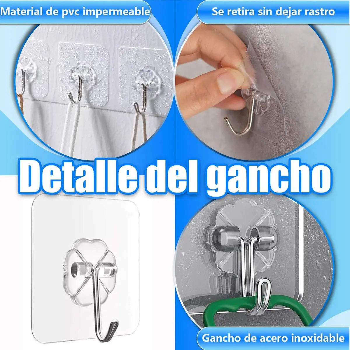 GENERICO - Set X20 Pcs Gancho De Pared Portatil Adhesivo Hasta 15 Kg Resistentes Para Colgar Alta Calidad