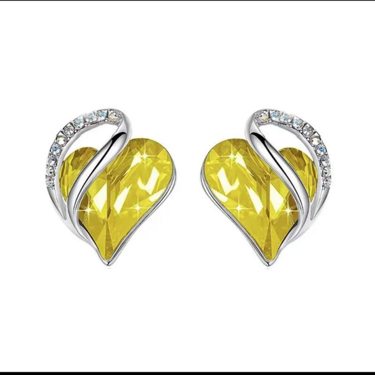 GENERICO - Aros Pendientes De Corazon Latido De Cristal De Aleación