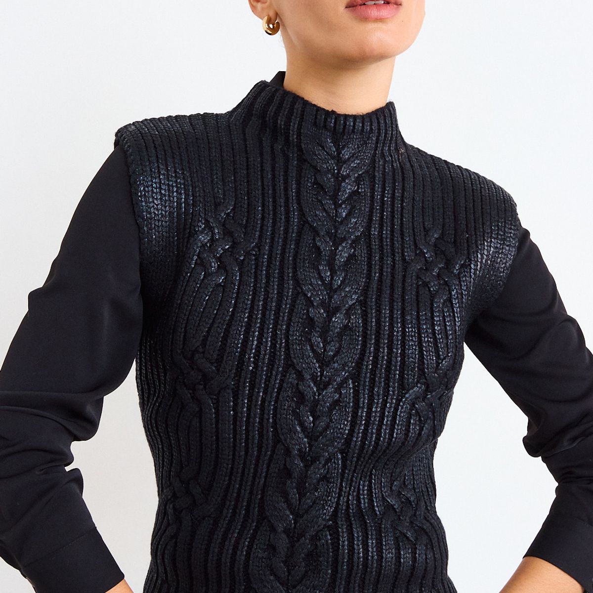 IO - Sweater Sin Mangas Folia Mujer Negro Io