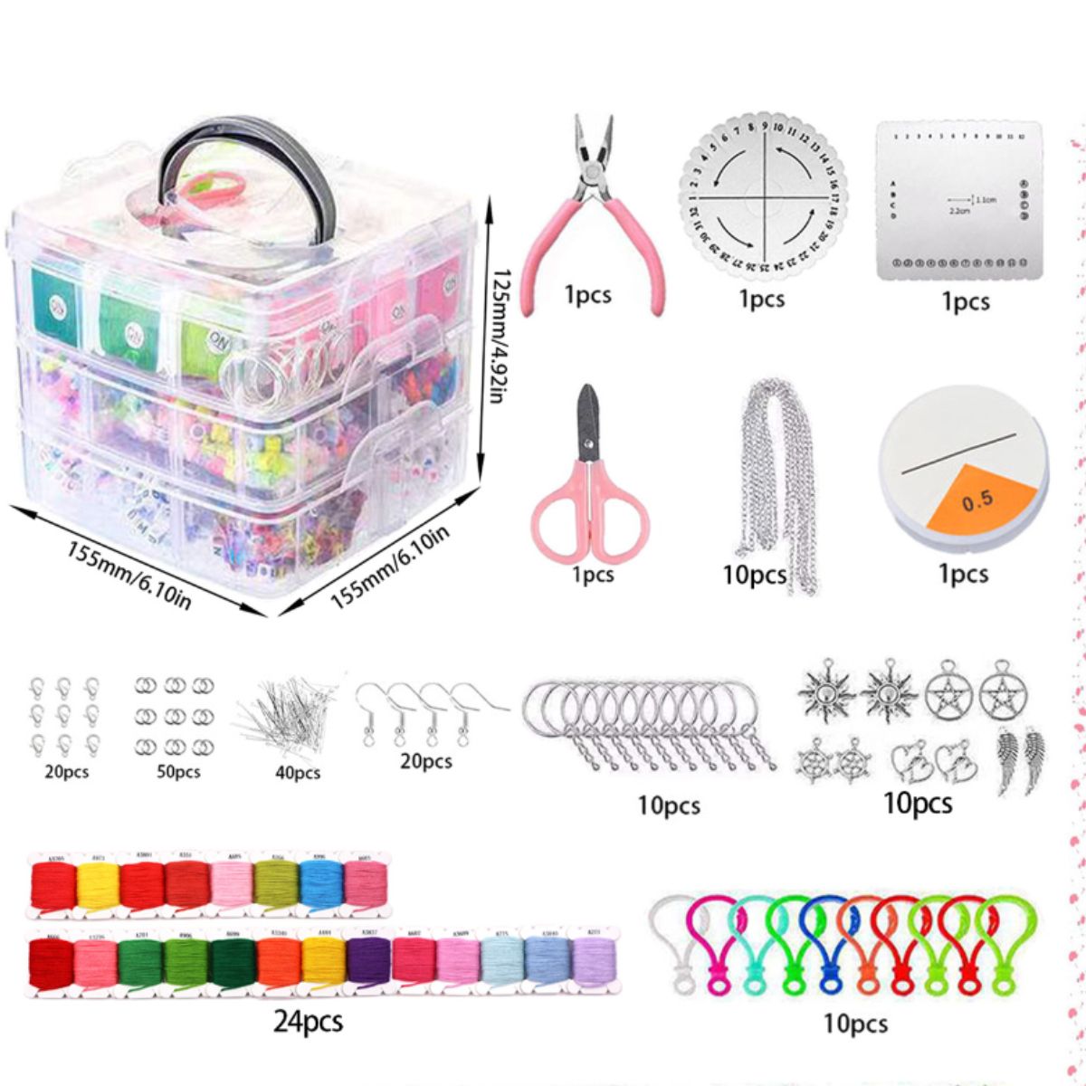 KINDA NICE - Kit De Accesorios Para Hacer Pulseras Y Alhajas 4655pcs