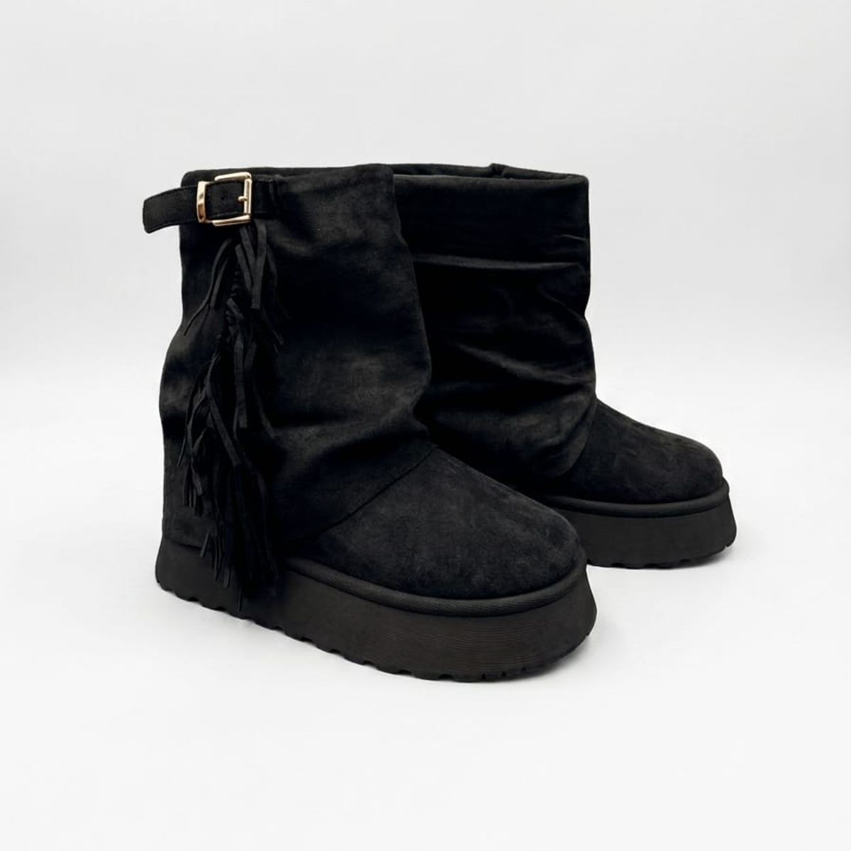 OMAS - Botas Mujer Boho Chic Con Flecos y Plataforma