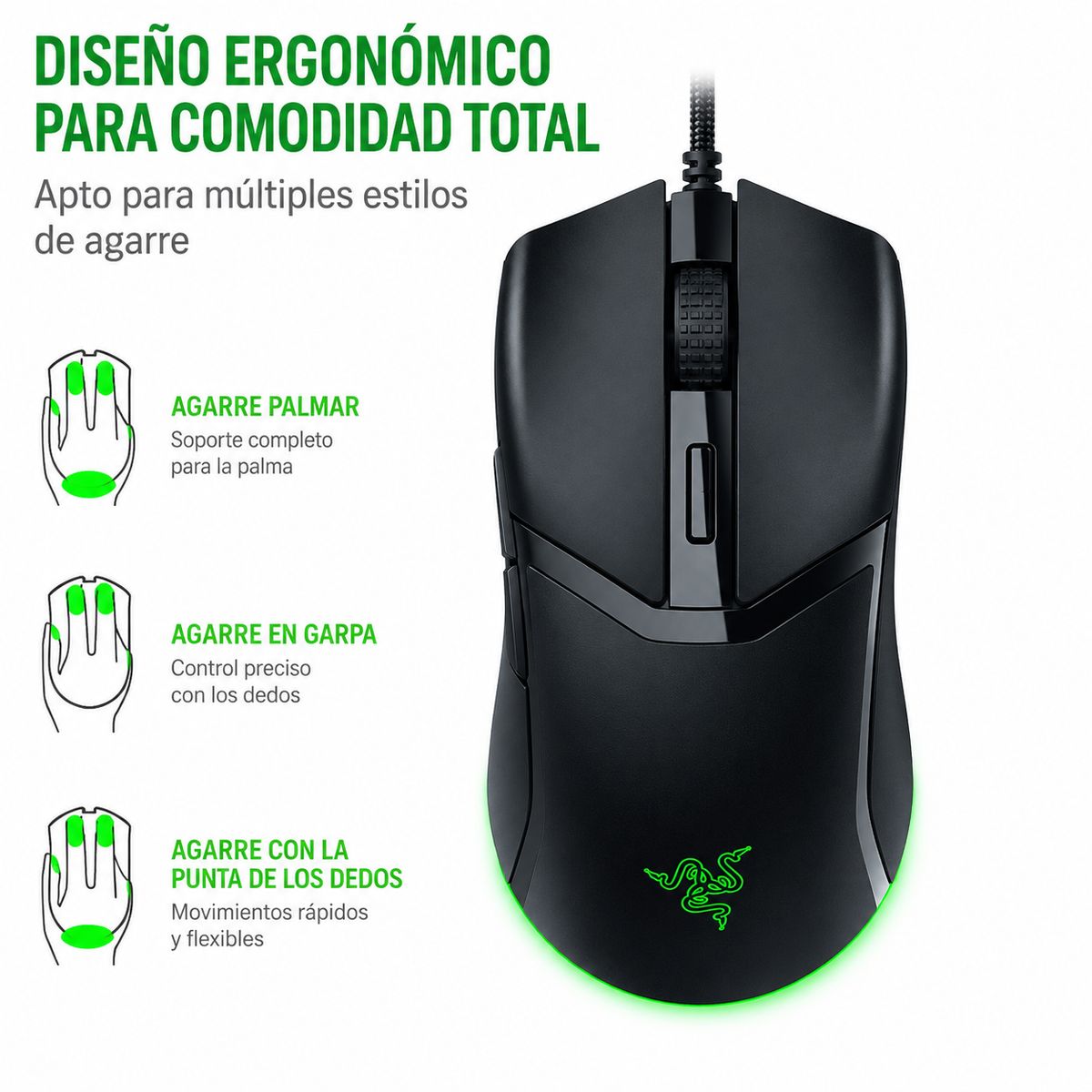 RAZER - Mouse Gaming Cobra, eSports, ligero, para diestros, simétrico, versión Viper Mini