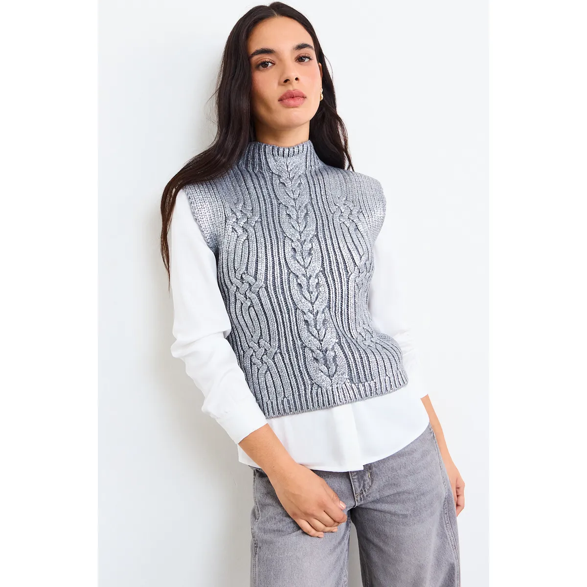 IO - Sweater Sin Mangas Folia Mujer Gris Io