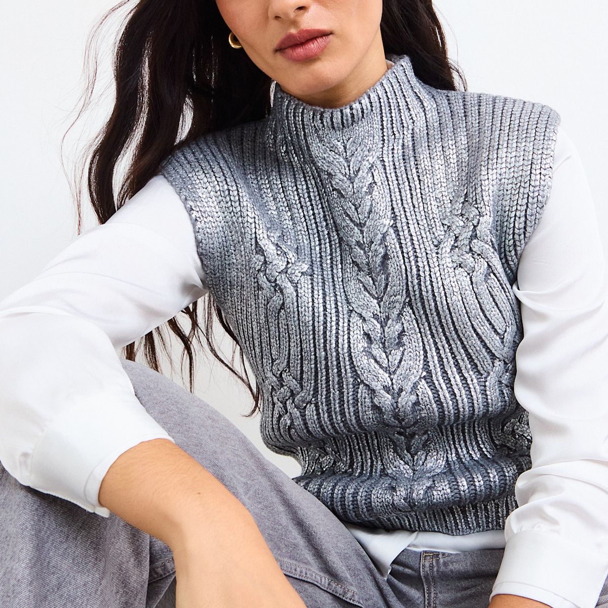 IO - Sweater Sin Mangas Folia Mujer Gris Io