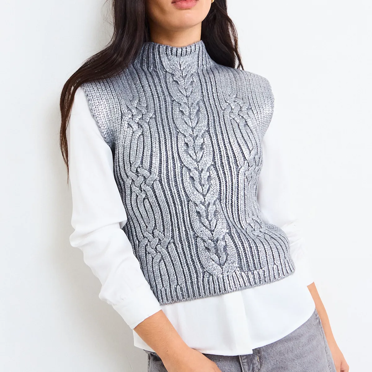 IO - Sweater Sin Mangas Folia Mujer Gris Io