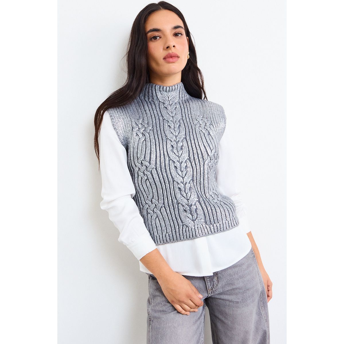 IO - Sweater Sin Mangas Folia Mujer Gris Io