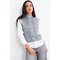 IO - Sweater Sin Mangas Folia Mujer Gris