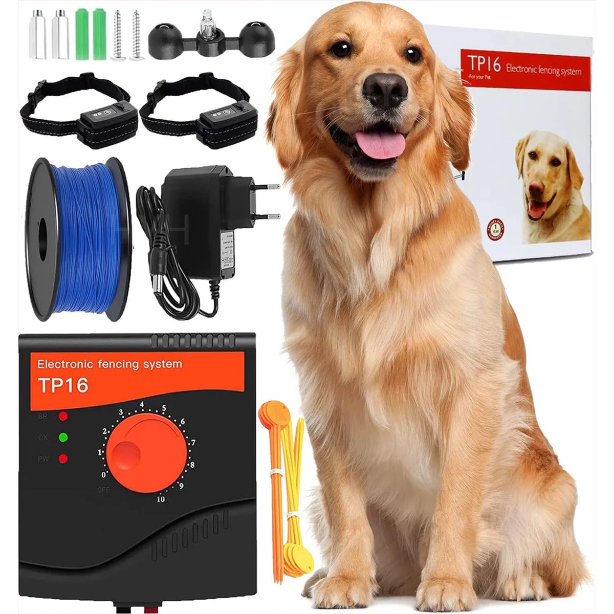GENERICO - Cerco Electrico Invisible Perimetral Para Perros 2 Collares
