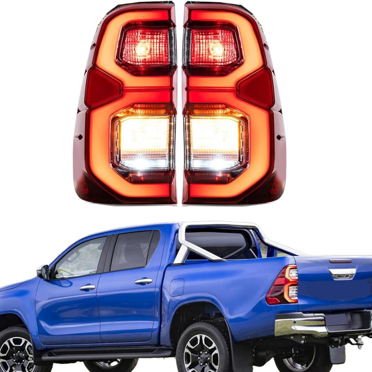 KUANGYE - Par De Focos Farol Traseros Para Toyota Hilux 2022-2023 Led