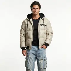 D'JOE - Chaqueta Parca Ecocuero Impermeable Hombre New York