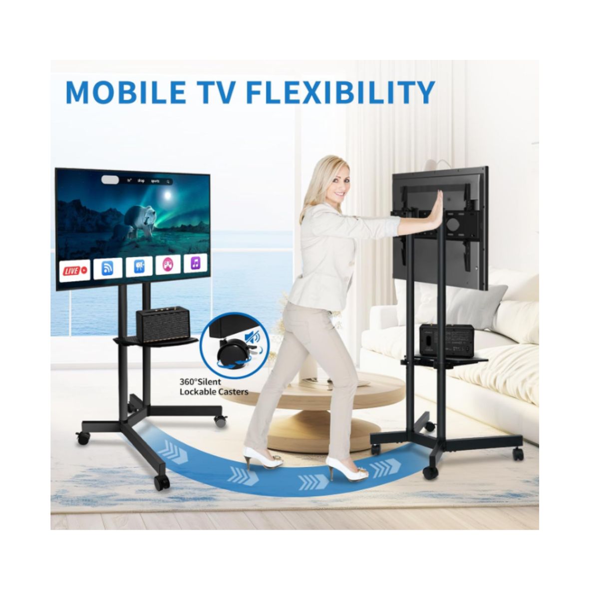 GENERICO - Soporte de TV con Ruedas 32 a 70 Pedestal Soporte Movil 1500