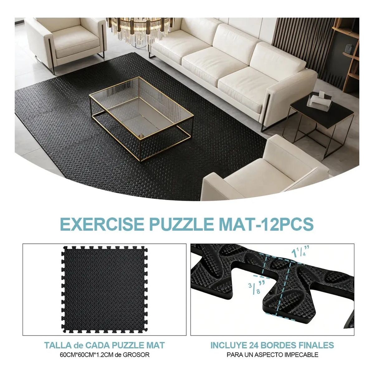 GENERICO - Pack 6 Unidad Piso Deportivo Goma Eva Alfombra Tatami 60x60