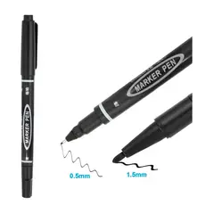 OFERTABKN - Pack 2 Plumones Permanentes Doble Punta Fina Negro