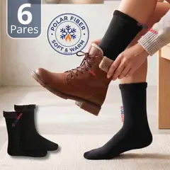 UTILISIMO - Pack 6 Pares Calcetines Chiporro Mujer Ultra Térmico Negro Invierno Polar