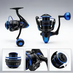 GENERICO - Carrete De Pesca Spinning Metálico Ma5000 Negro Y Azul