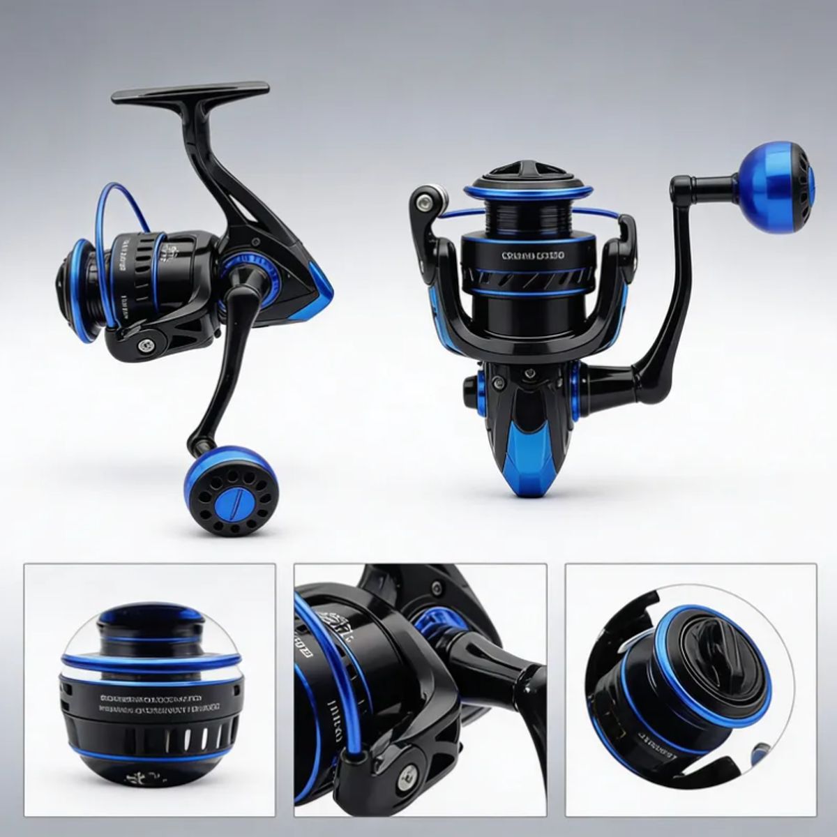 GENERICO - Carrete De Pesca Spinning Metálico Ma5000 Negro Y Azul