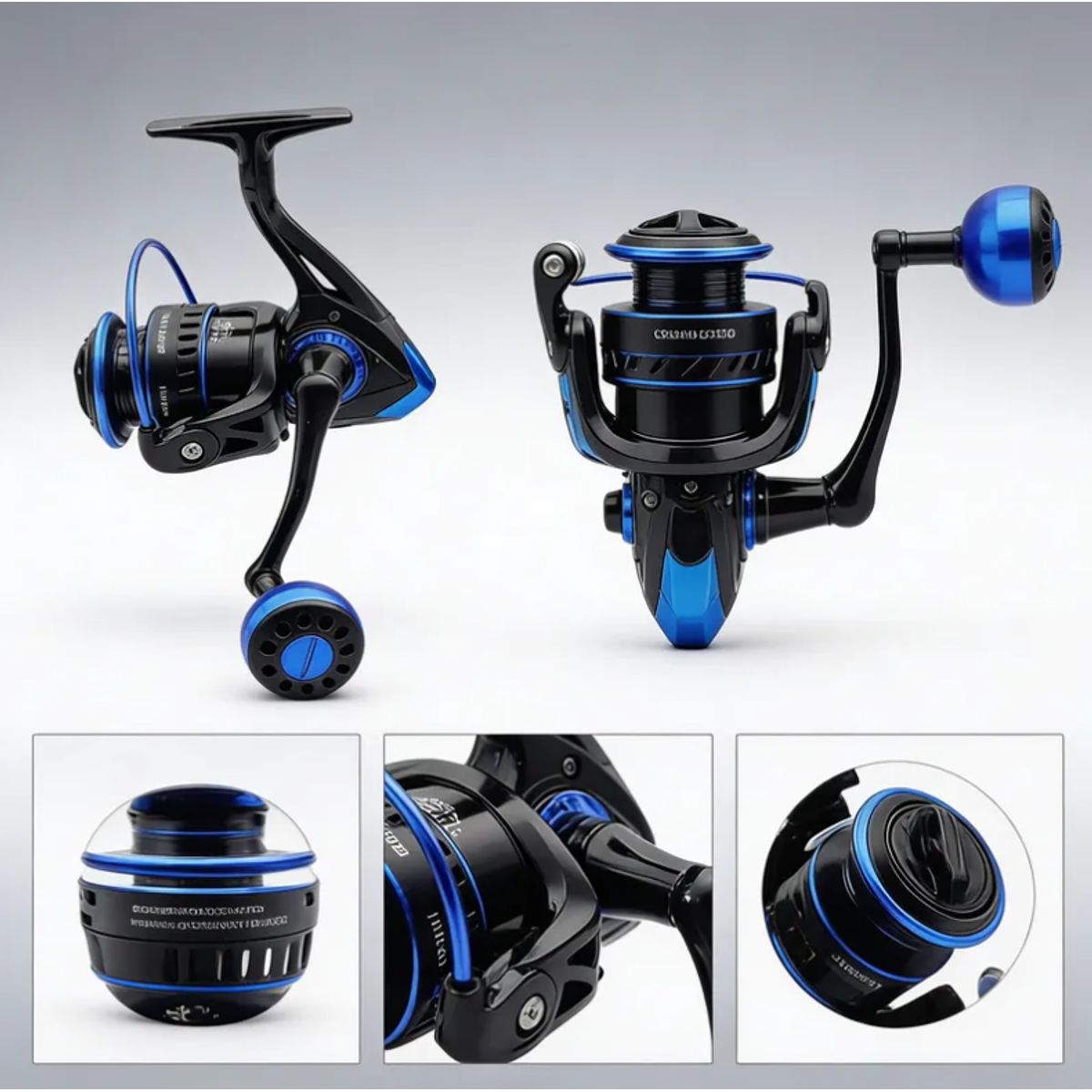GENERICO - Carrete De Pesca Spinning Metálico Ma5000 Negro Y Azul