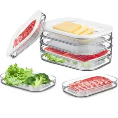 EVERSO - Caja de almacenamiento para refrigerador portátil con tapa para carne