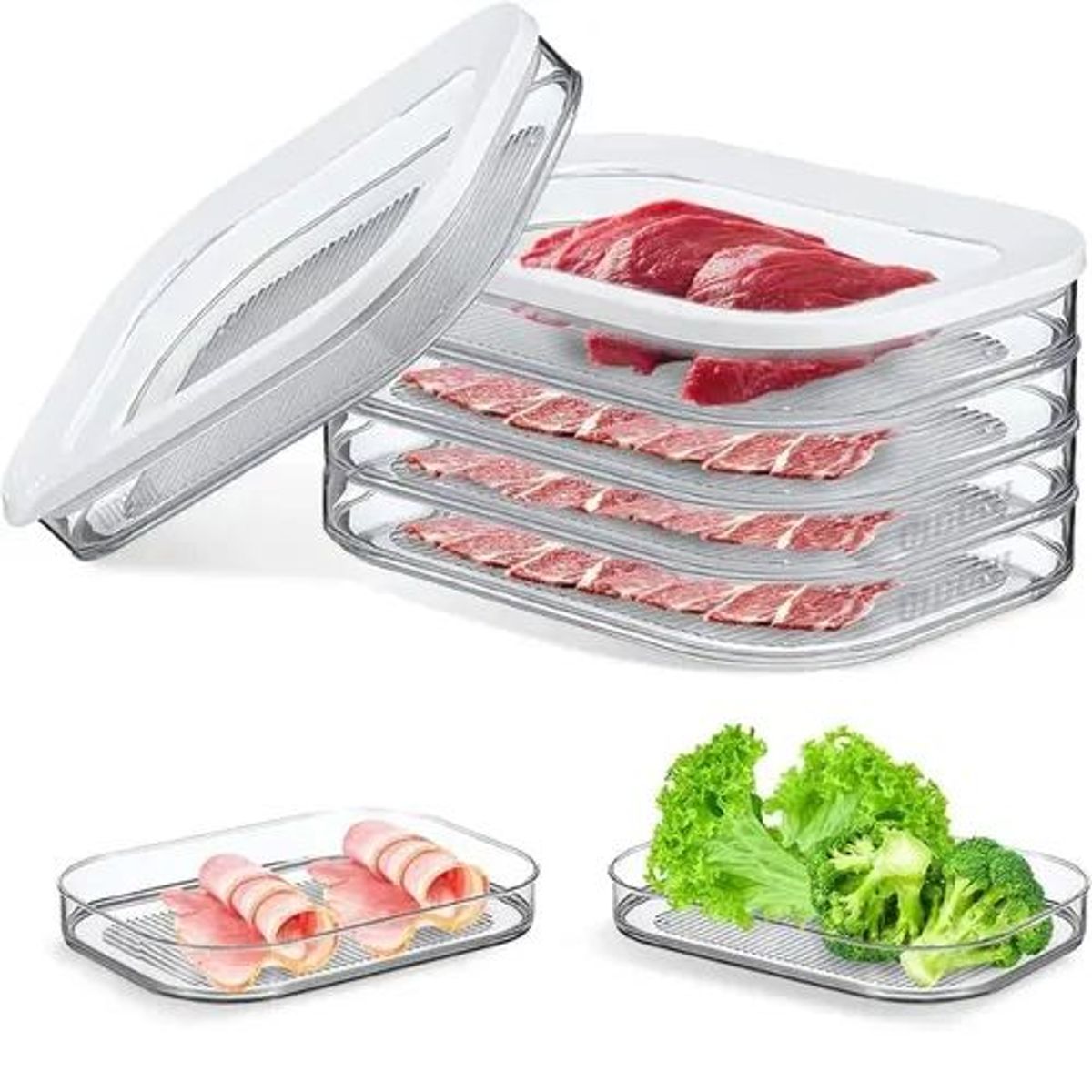 EVERSO - Caja de almacenamiento para refrigerador portátil con tapa para carne