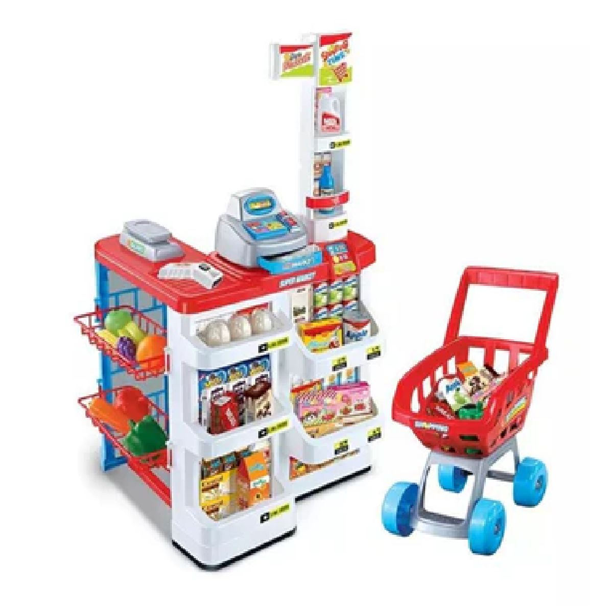 GENERICO - Supermercado con Carrito de compra ROJO