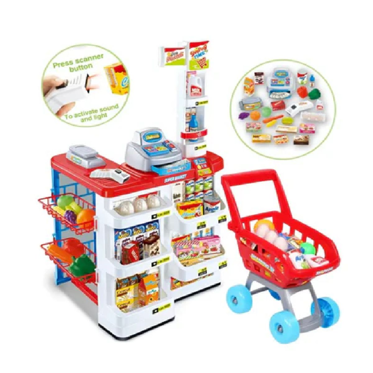 GENERICO - Supermercado con Carrito de compra ROJO