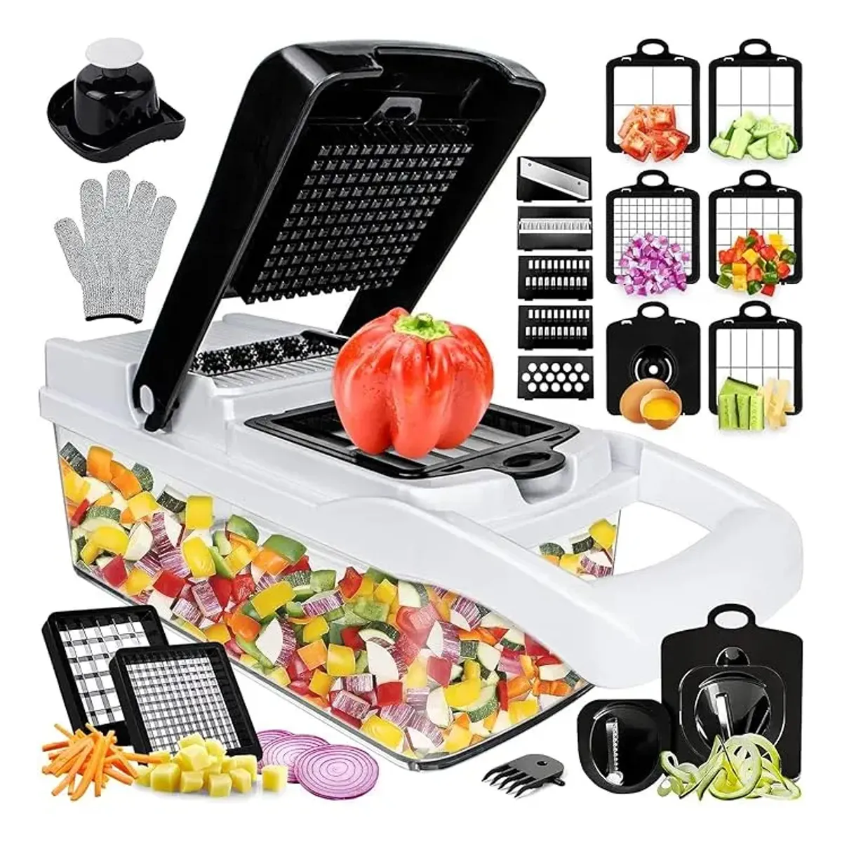 EVERSO - Picadora de Verduras Malltradecl con 12 Cuchillas Acero Inoxidable y Contenedor