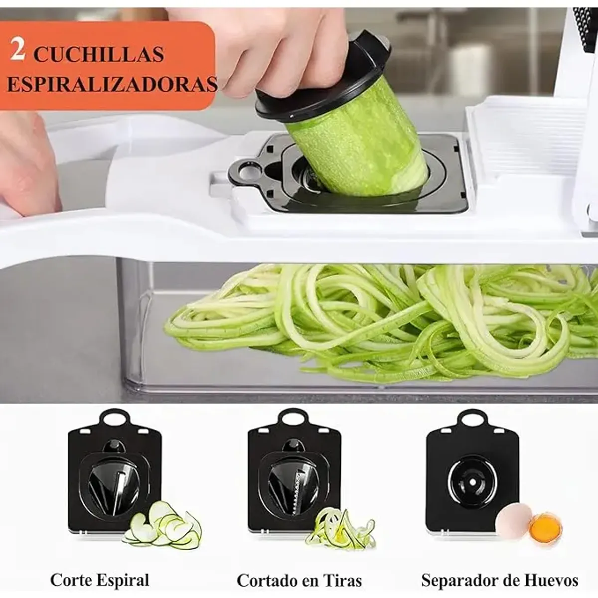 EVERSO - Picadora de Verduras Malltradecl con 12 Cuchillas Acero Inoxidable y Contenedor