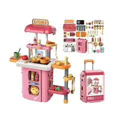 GENERICO - Juguete Set Maleta Cocina 49 Piezas 3 En 1 Rosado