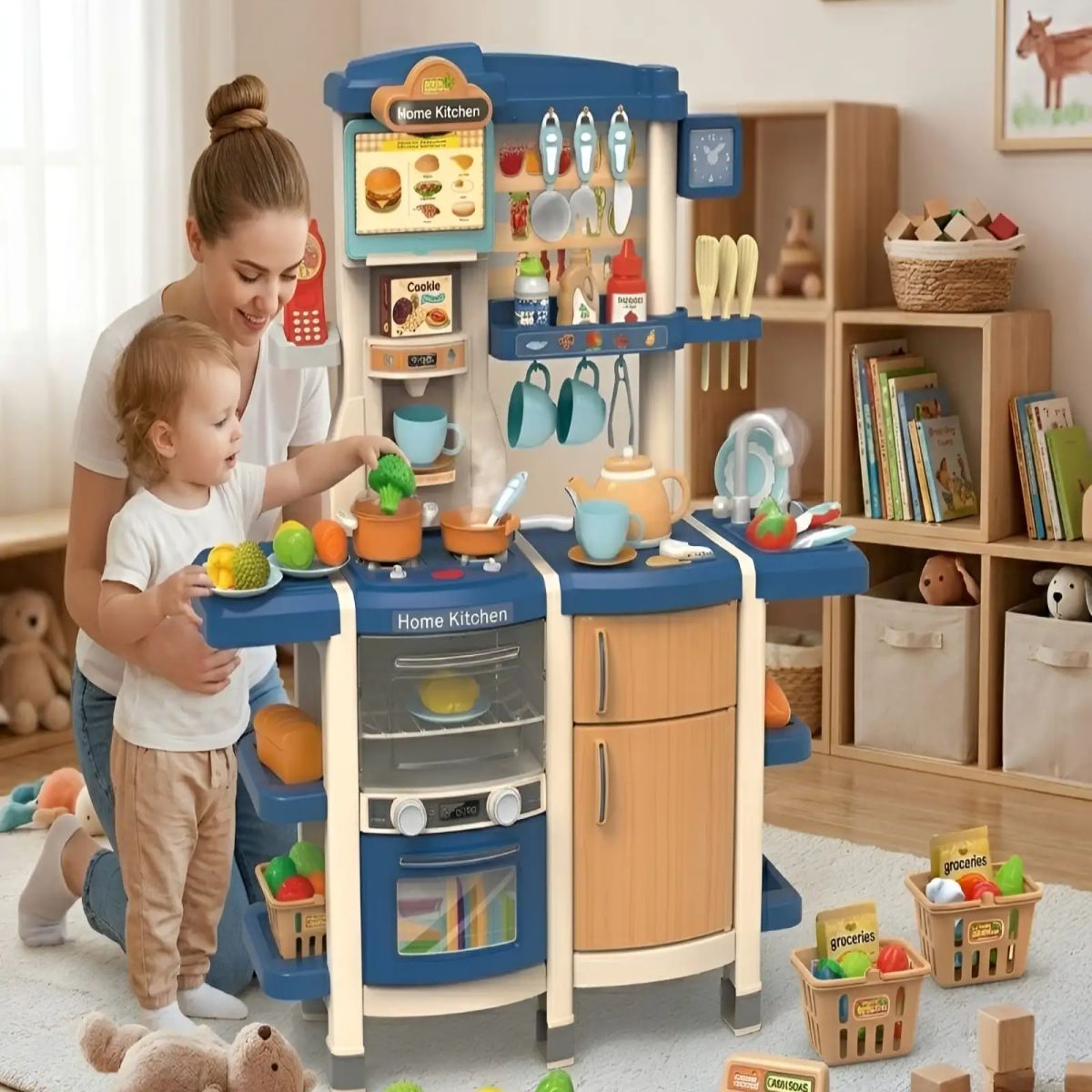 GENERICO - Cocina de Juguete Infantil 100cm con Sonido, Agua y 66 Accesorios