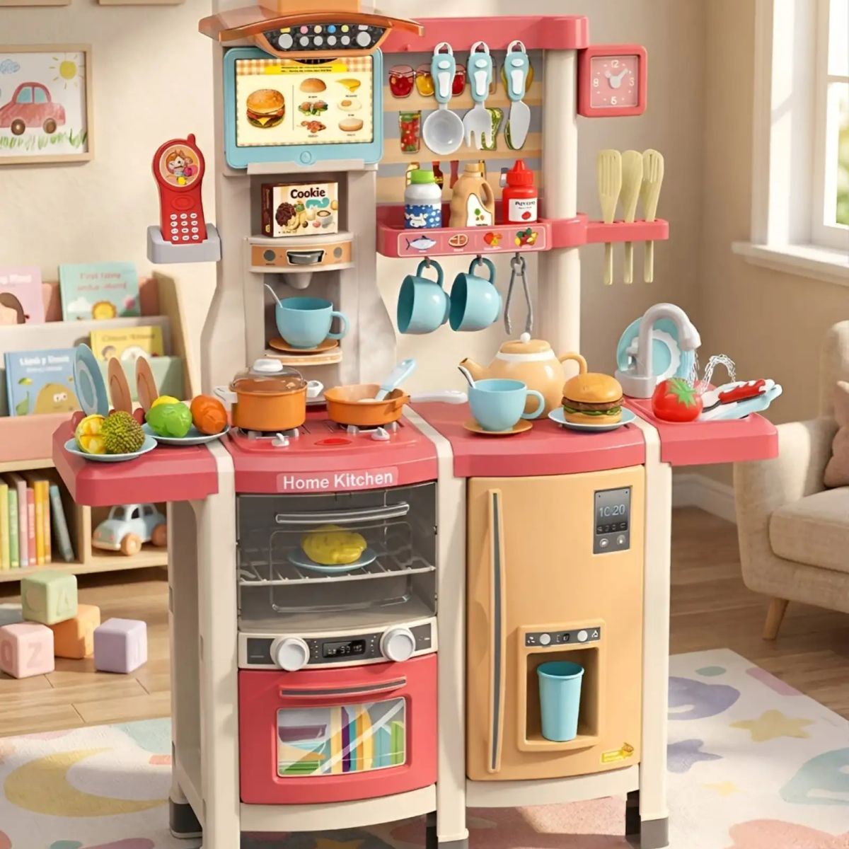 GENERICO - Cocina de Juguete Infantil 100cm con Sonido, Agua y 66 Accesorios