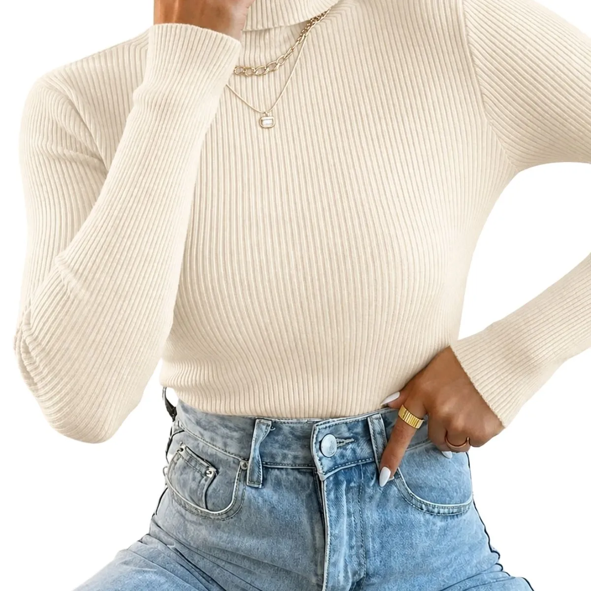 LOOK SHOP - Sweater Beatle Mujer Cuello Alto Otoño Invierno 005