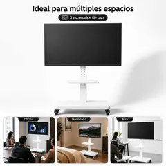 DOPA - Soporte Tv Con Ruedas Ajustable Altura Universal 26 A 75 Blanco