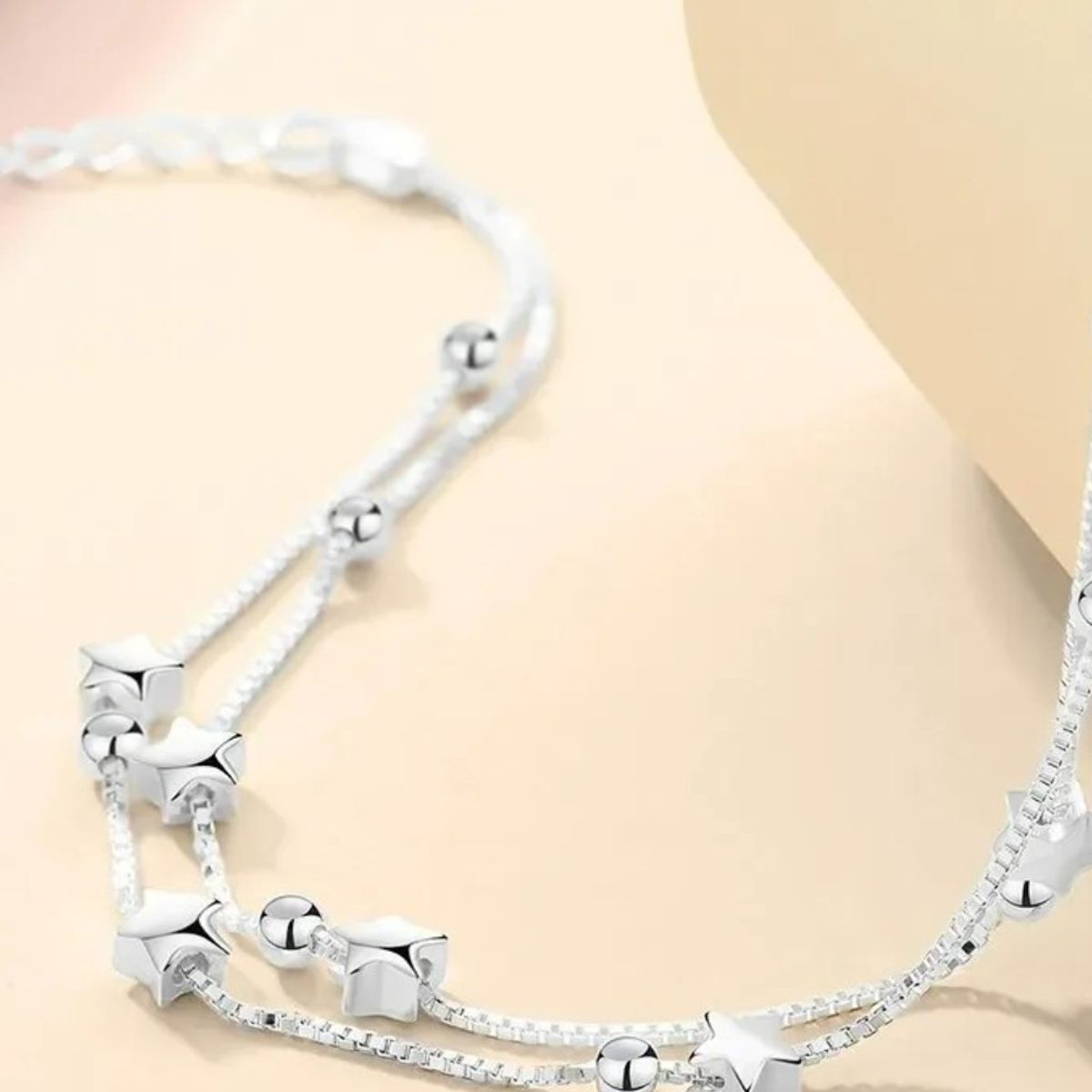 GENERICO - Pulsera de Estrellas Y Esferas Plata 925 Con Bolsa Y Paño