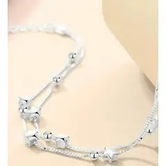GENERICO - Pulsera de Estrellas Y Esferas Plata 925 Con Bolsa Y Paño