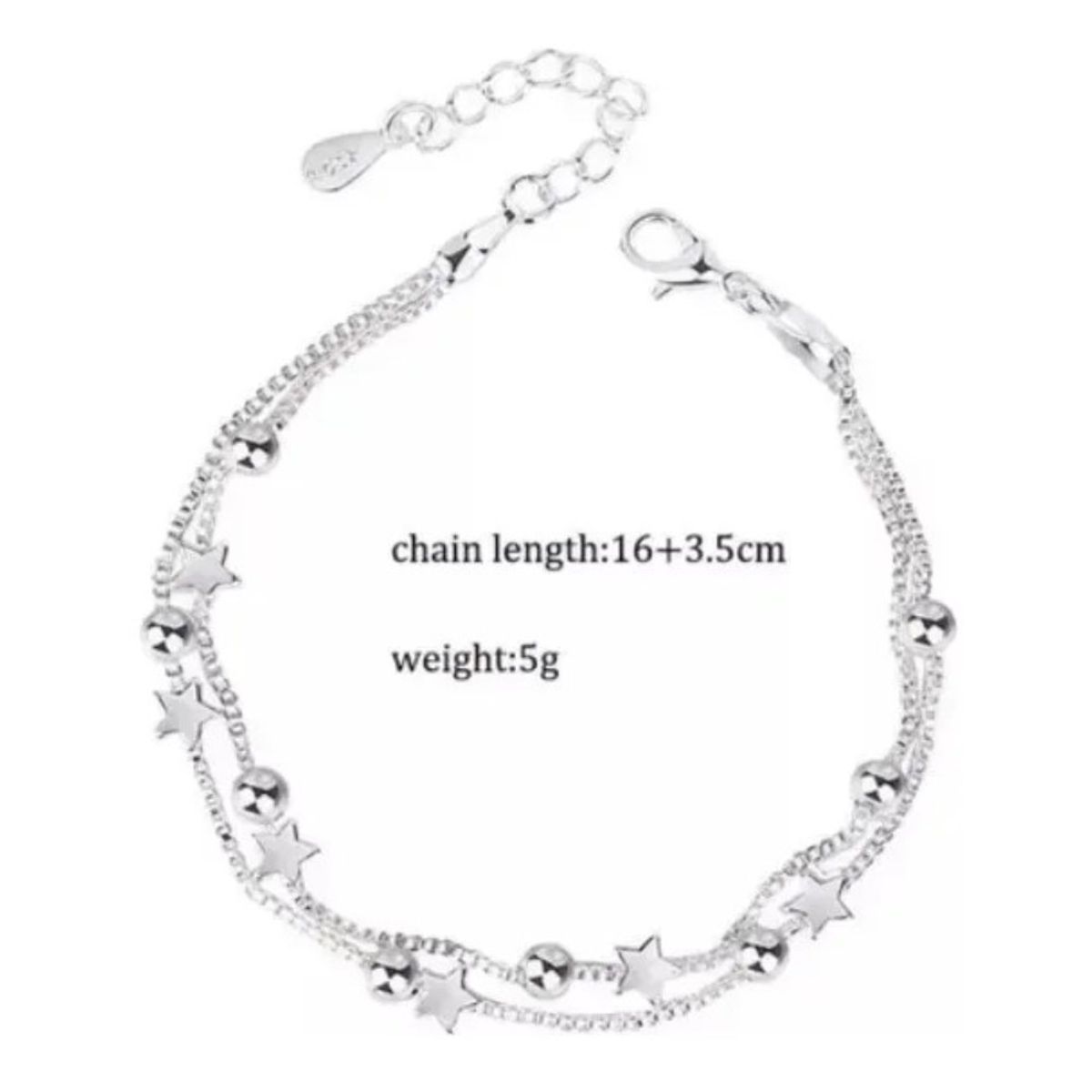 GENERICO - Pulsera de Estrellas Y Esferas Plata 925 Con Bolsa Y Paño