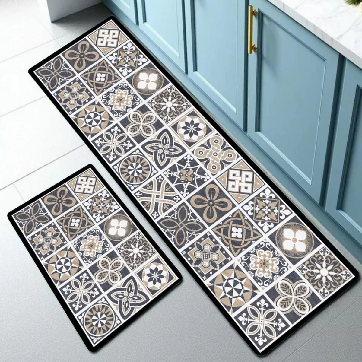 GENERICO - Set de 02 alfombra de cocina impermeable de Cuero Nappa md39