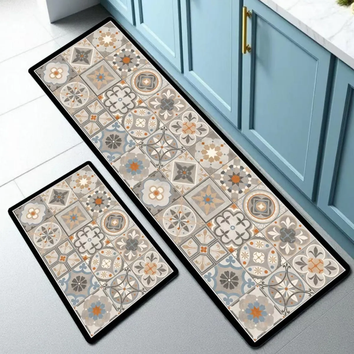 GENERICO - Set de 02 alfombra de cocina impermeable de Cuero Nappa md40