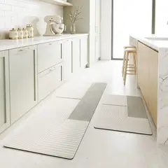 GENERICO - Set de 02 alfombra de cocina impermeable de Cuero M51